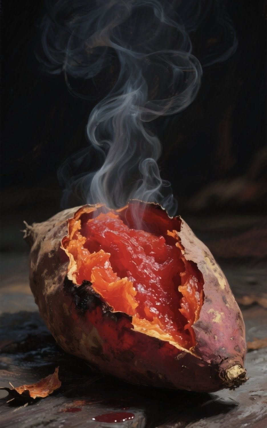 A thoroughly roasted sweet potato