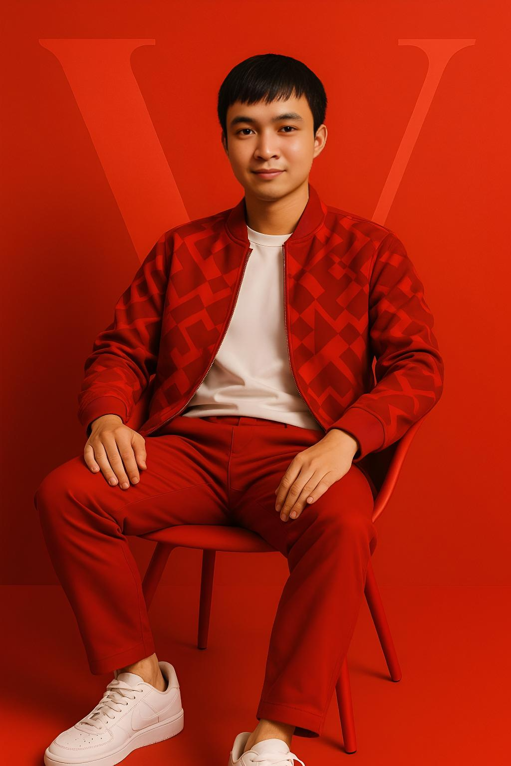 Bold red-Themed Fashion Portrait 