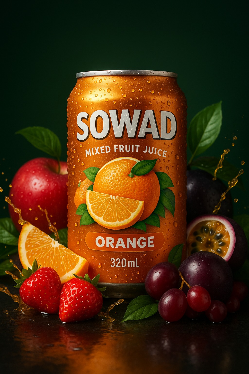 product shot of a 320mL 'Sowad' mixed fruit juice