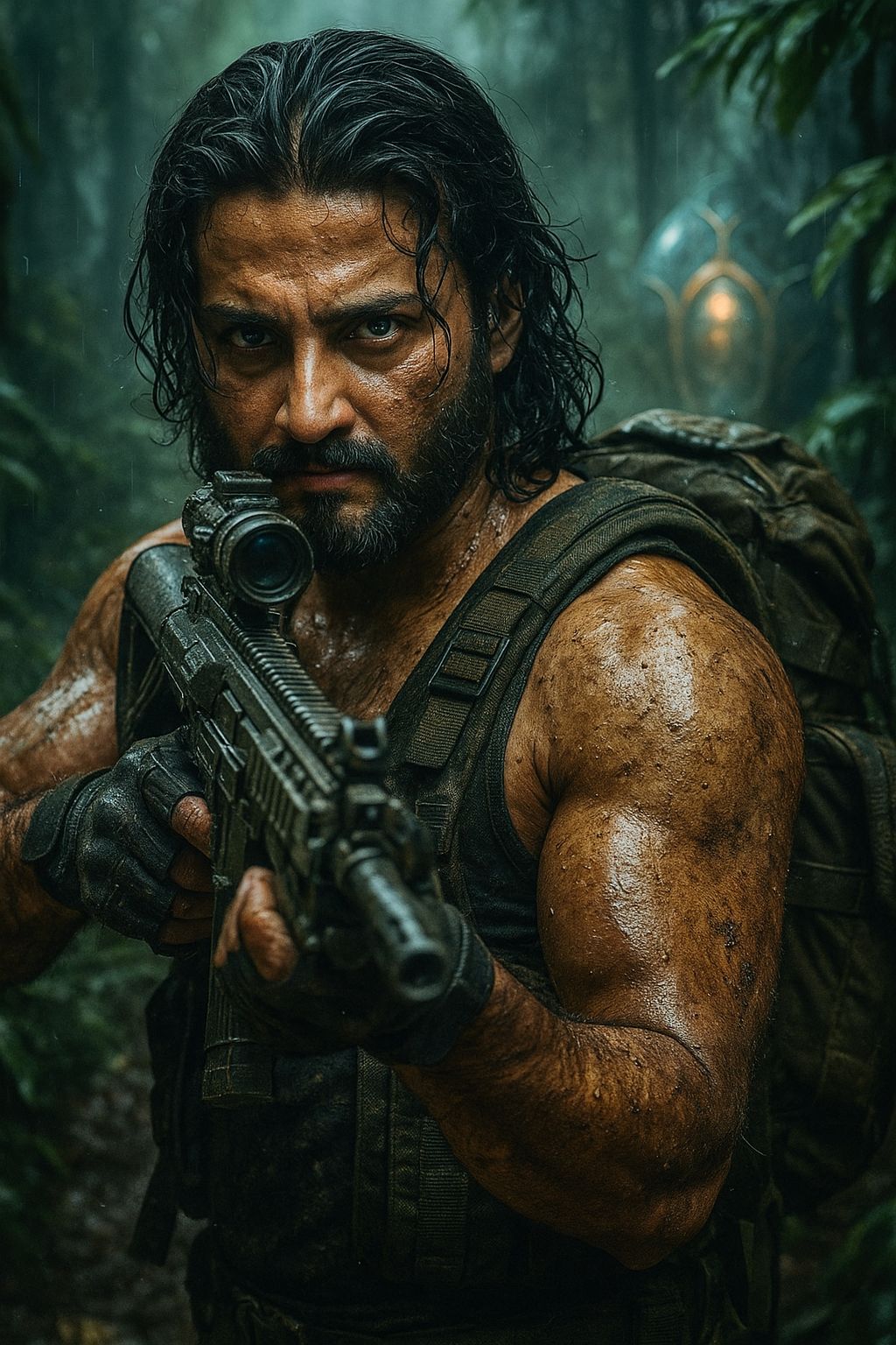 a fierce Pakistani male soldier