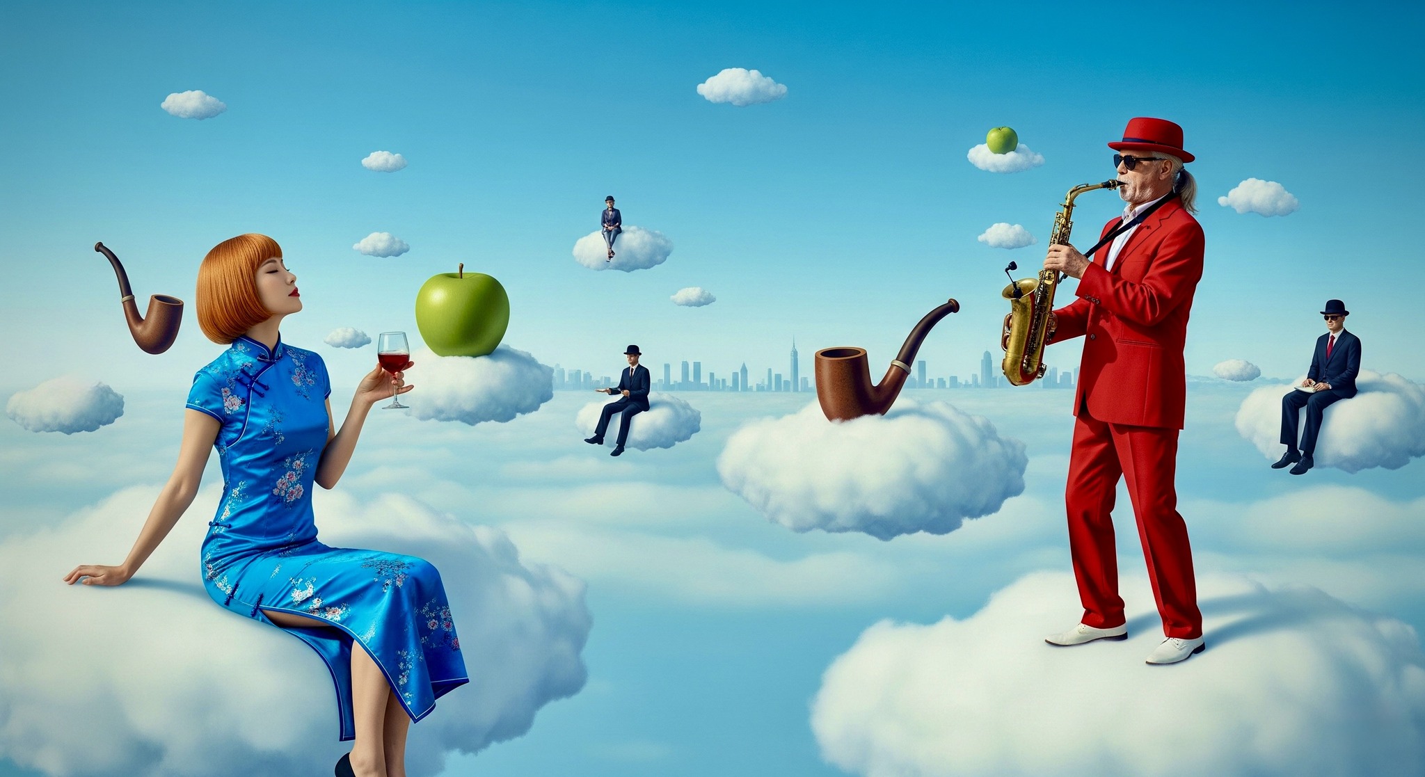 Rene Magritte's surrealism art of a wide outdoor