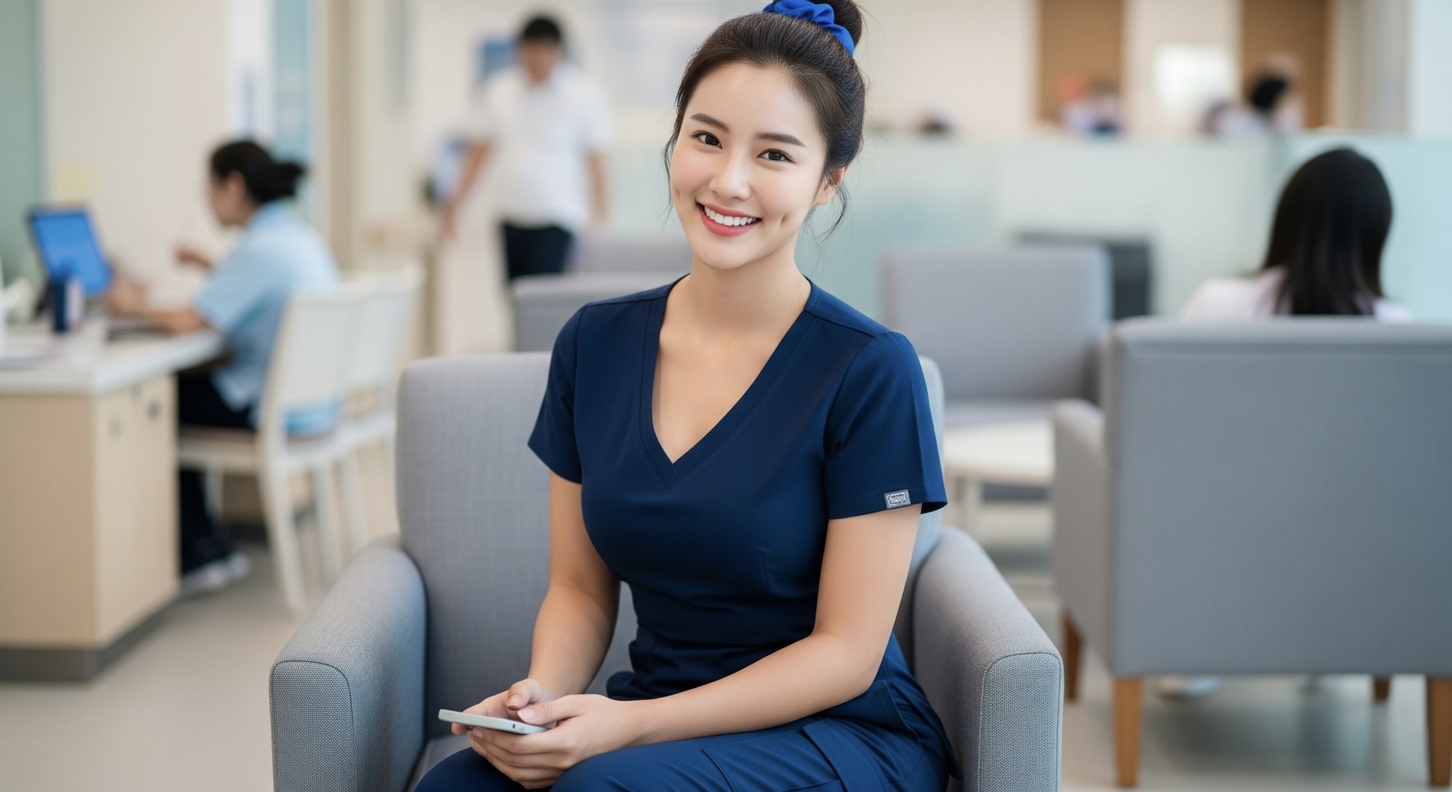 An extremely pretty, young Korean lady with a perfectly proportioned body