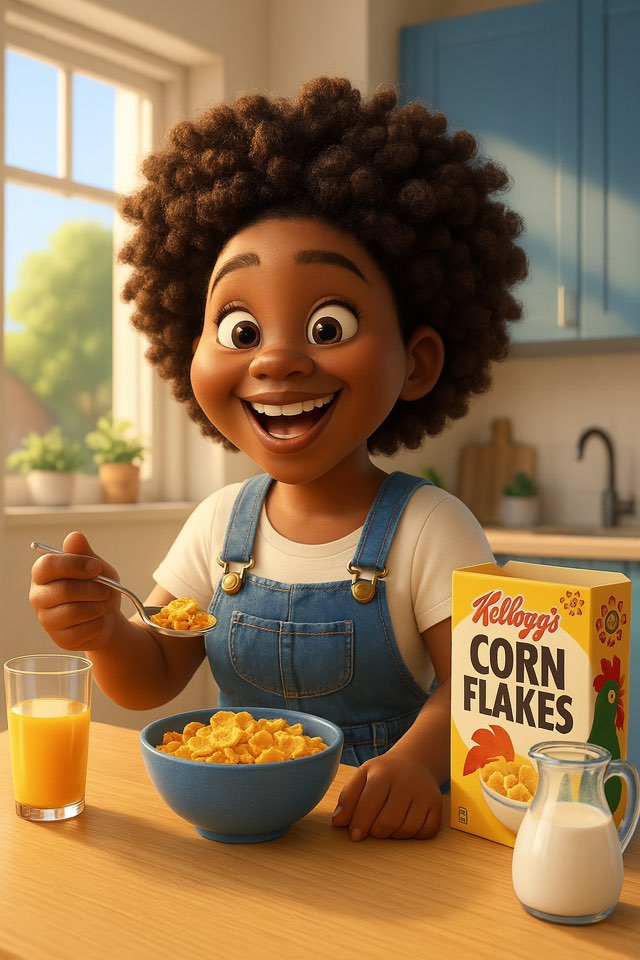 a young African woman enjoying breakfast