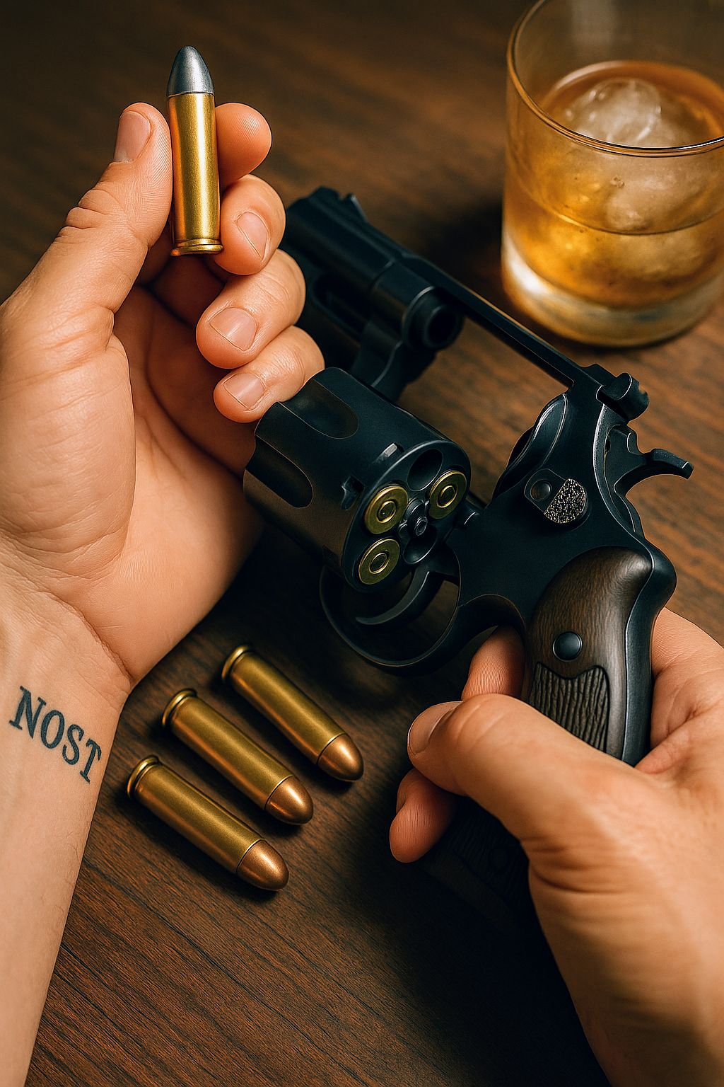 a man loading a matte black pistol