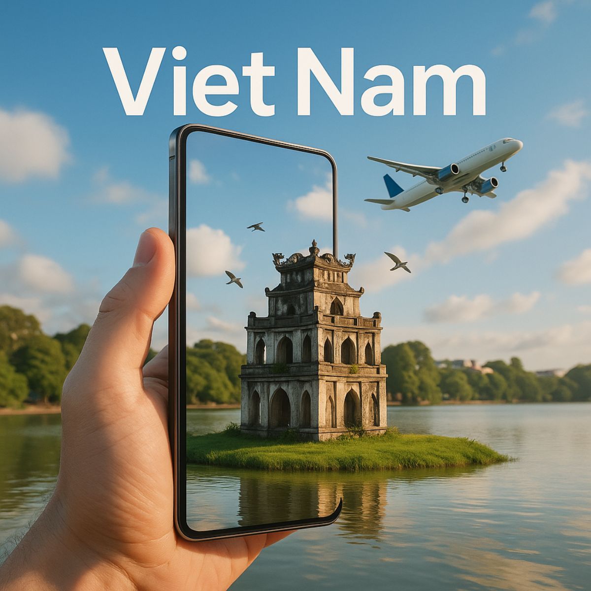 A hyper-realistic travel advertisement